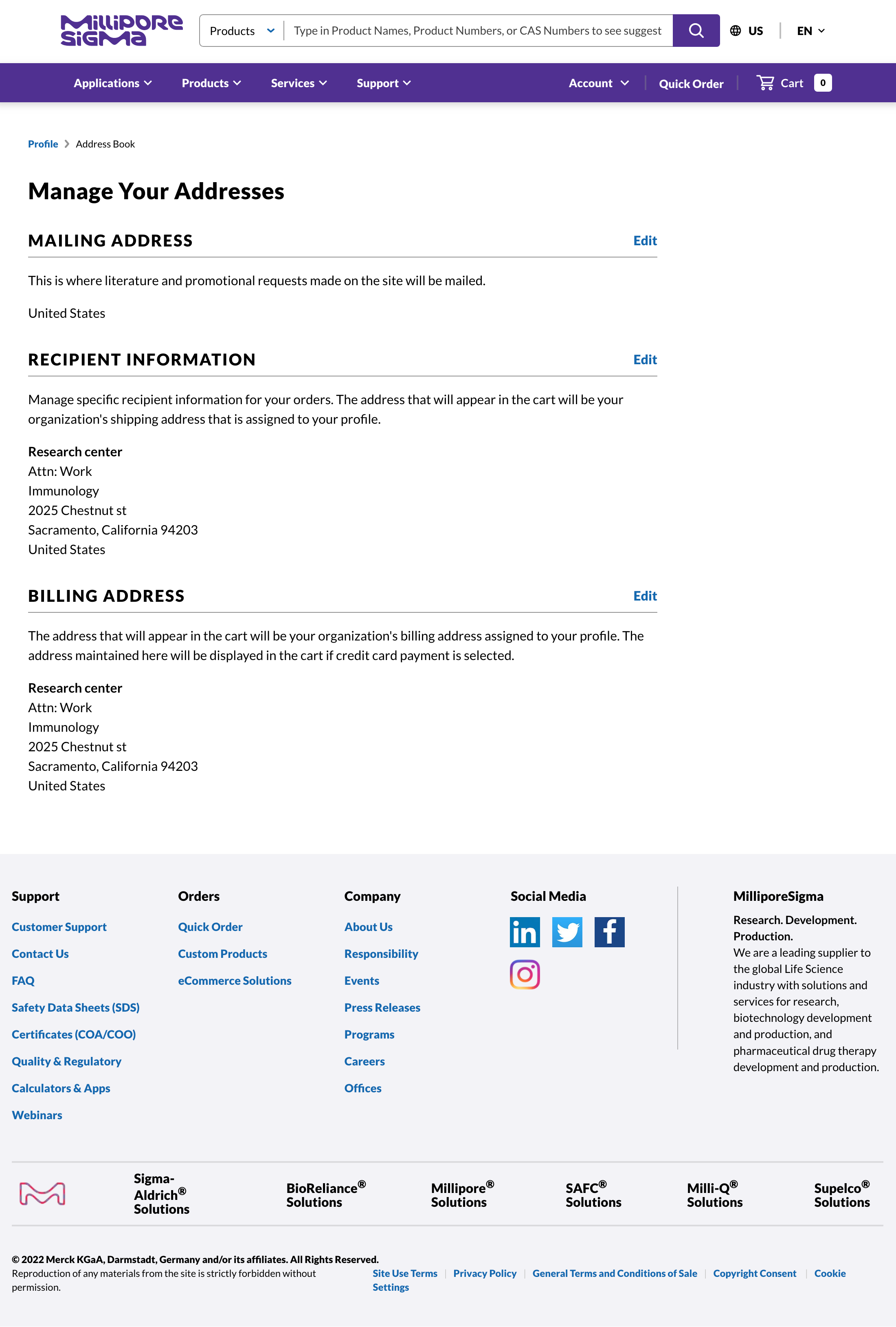 Sigma Aldrich’s Address Book 286 of 428 Address Book Examples